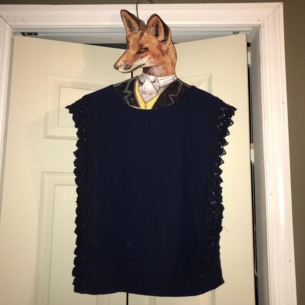 Navy scoop neck top